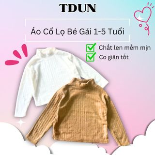 Áo len bé gái TDUN cổ lọ mềm mịn co giãn tốt màu trắng đỏ nâu vàng cho bé 1 đến 5 tuổi A003