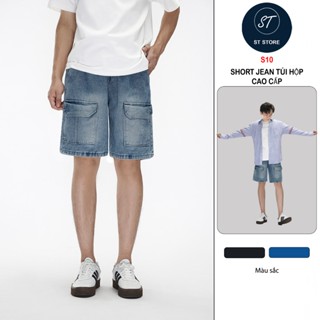  Quần Short Jean Nam Túi Hộp Dày Dặn Mềm Mại Thoáng Mát quần đùi bò nam nữ cạp chun wash màu ST STORE - S10 