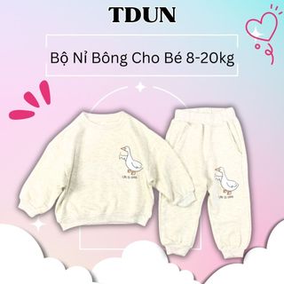 Bộ thu đông bé trai TDUN B047 áo cổ tròn bo tay bo gấu quần jogger, bé 8-20kg phong cách năng động