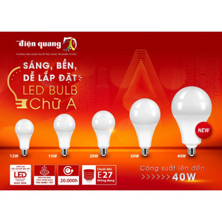 Bóng Đèn LED Siêu Sáng Điện Quang  12W,  15W, 20W, 30W CHÍNH HÃNG BH 2 năm