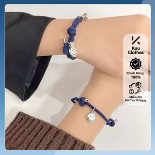 Vòng Đôi Nam Châm Smile Kuu Clothes Hai Lớp Chất Liệu Vải - Lắc Tay Cặp Đôi Phong Cách Hàn Quốc - Nam Châm Smile (1 đôi)