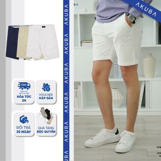 Quần short linen nam Akuba, sọt nam form regular, chất liệu thoáng mát, thời trang mùa hè| 01R0717