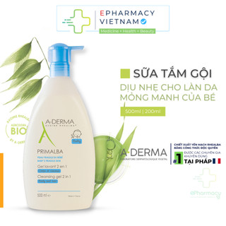 Sữa Tắm Gội A-DERMA Primalba Cleansing Gel 2in1 Dịu Nhẹ Cho Bé