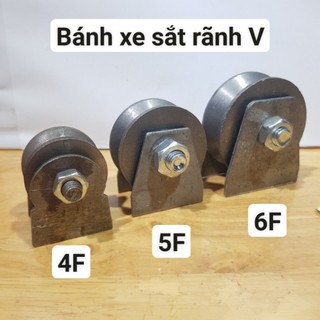 Bánh xe sắt rảnh V - Bánh xe cửa cổng - Bánh xe cửa lùa - Ròng rọc Sắt. Kích thước 4cm-5cm-6cm