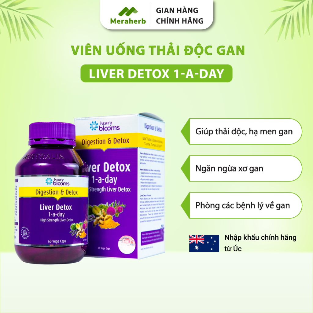 Viên Uống Giải Độc Gan, Hạ Men Gan Liver Detox 1-A-Day Henry Blooms