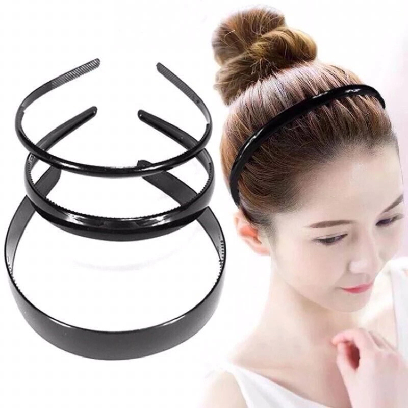 Bờm cài tóc màu đen bằng nhựa