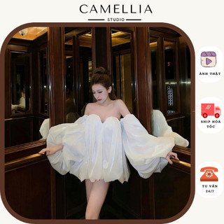 MILSY DRESS váy trễ vai bèo dáng xòe điệu đà by The Camellia Studio
