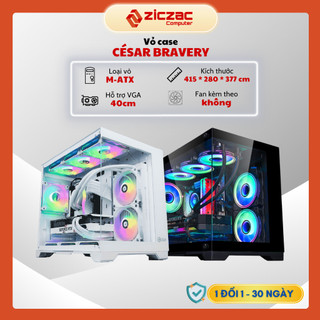Vỏ case César Bravery m-ATX bể cá 2 mặt kính cường lực to rộng hỗ trợ 9 fan led