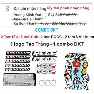 Combo dkt - 2 tem tên - 5 tem tỉnh - 2 tem pccc - 2 tem s vietnam - 3 logo táo trắng - 1 combo dkt