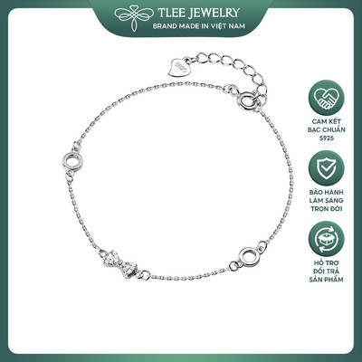 Lắc tay bạc nữ TLEE mẫu nơ đính đá nữ tính TLEE JEWELRY LT0133