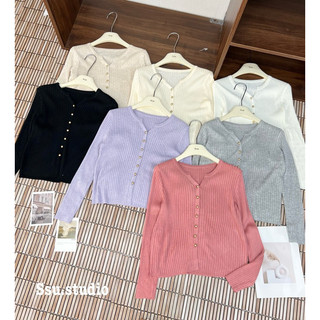 @𝐜𝐡𝐞𝐫𝐫𝐲𝐨𝐫𝐝𝐞𝐫 ✿ Áo cardigan tăm cúc đồng 7 màu ✿