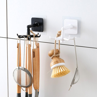Móc dán tường treo đồ , chìa khóa , dụng cụ nhà bếp 6 móc xoay 360 độ
