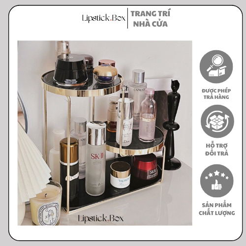 Kệ Mỹ Phẩm Mặt Đá Marble Viền Kim Loại GR90  | LIPSTICK BOX