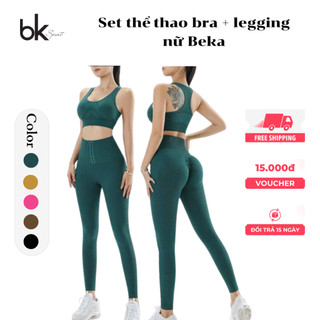 Bộ tập thể thao nữ chất đẹp gồm áo bra, quần legging phù hợp tập yoga, gym, aerobic, chạy bộ stwt