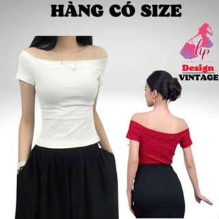 Áo thun nữ body trễ vai phom thường, áo kiểu bệt vai màu đen trắng thun co giãn tôn dáng sang chảnh G930