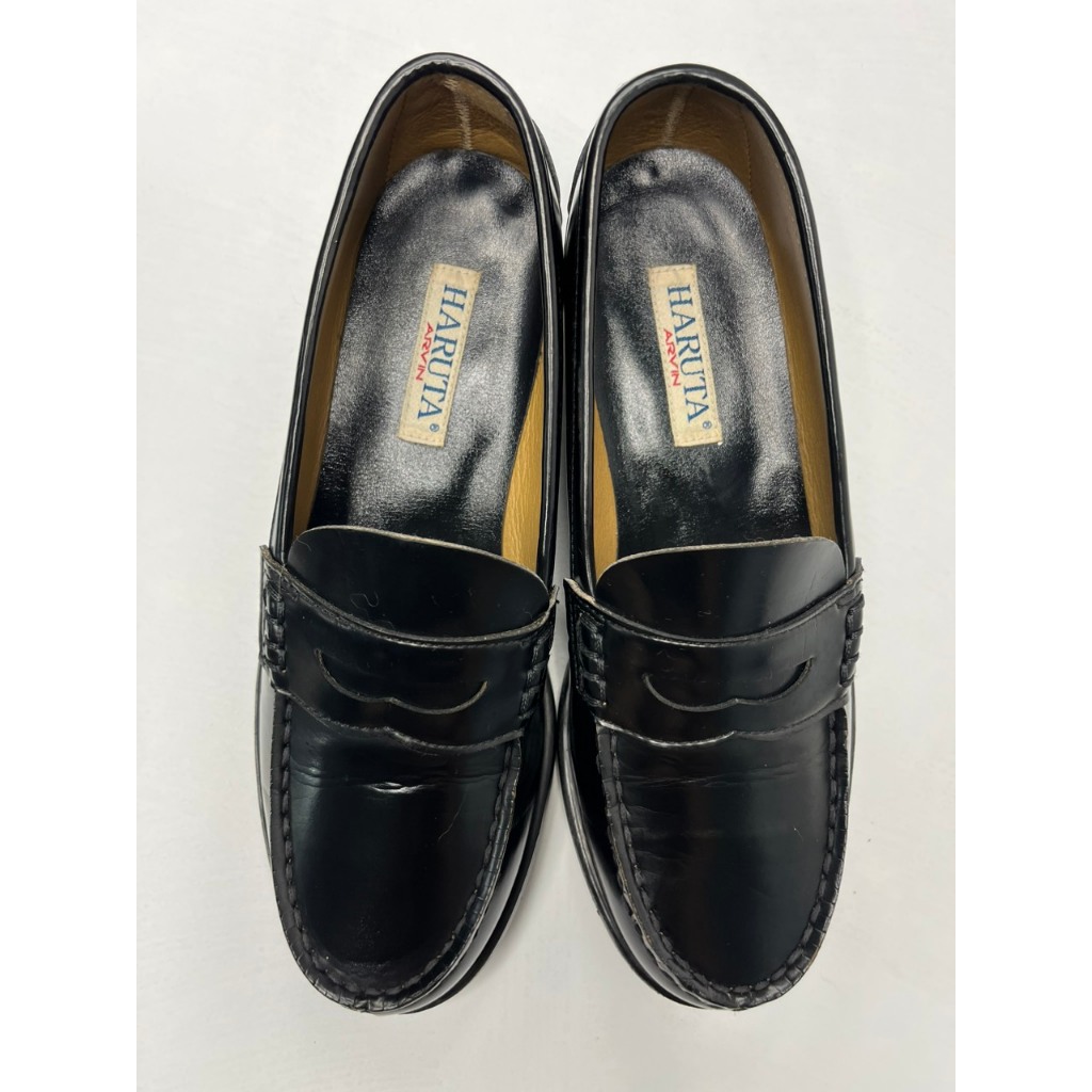 Haruta Vintage Penny Loafer - Black - dòng da PU, loại tuyển mới như đập hộp Size 39