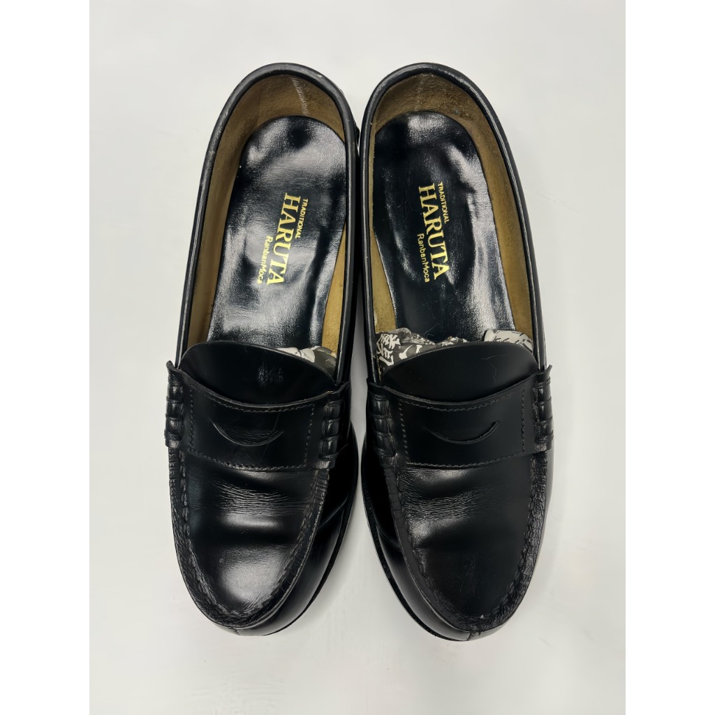 Haruta Vintage Penny Loafer - Black - dòng da PU, Size 35
