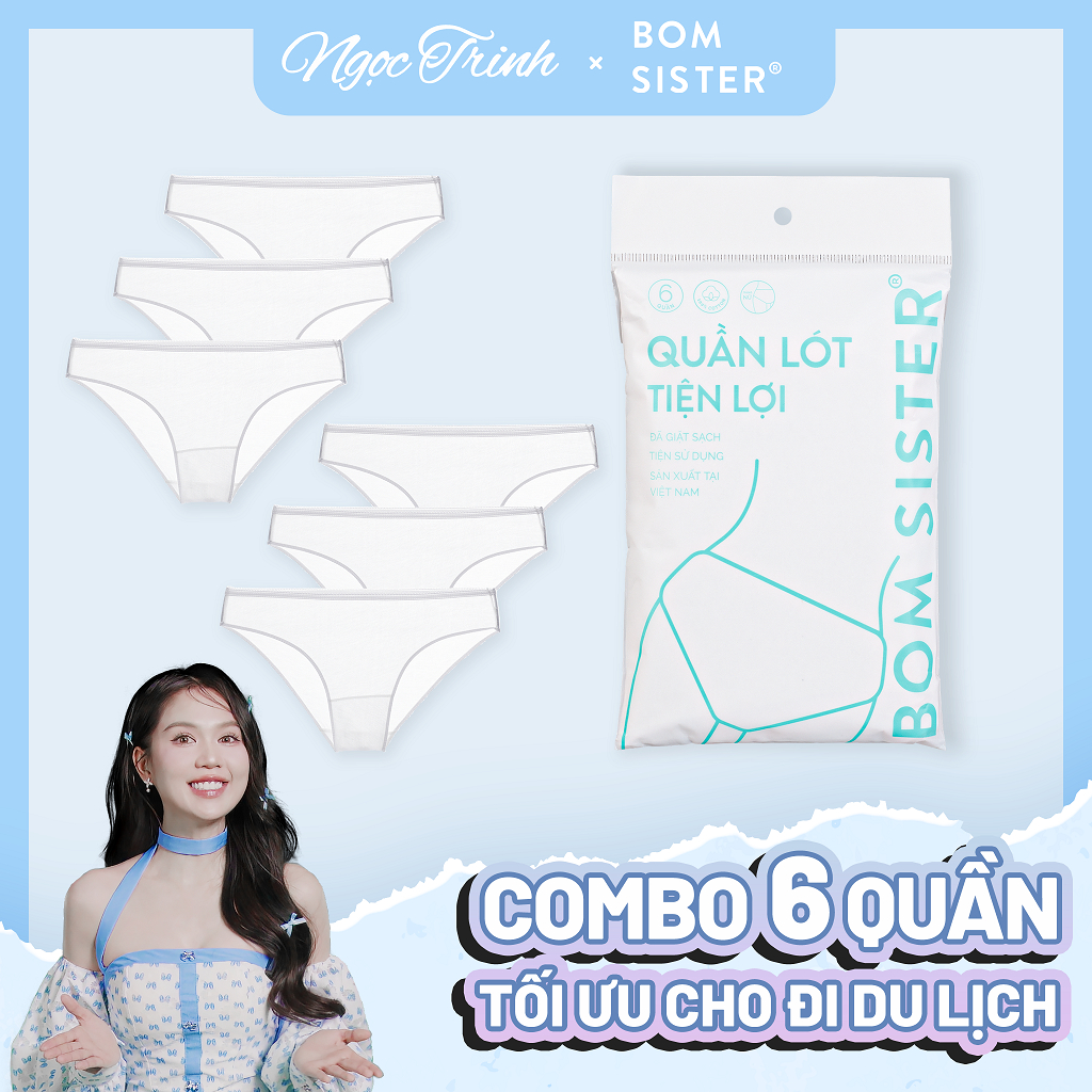 Combo 6 Quần Lót Nữ Cotton Tiện Lợi Sử Dụng 1 Lần, Mặc Đi Chơi, Đi Xa, Du Lịch, Luôn Có Trong Túi Sách Bom Sister Q221