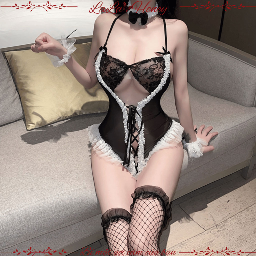 Bộ Đồ Ngủ Cosplay Sexy Thỏ Đen Viền Ren Gợi Cảm, Bodysuit thỏ dễ thương - LaLa Honey | BigBuy360 - bigbuy360.vn