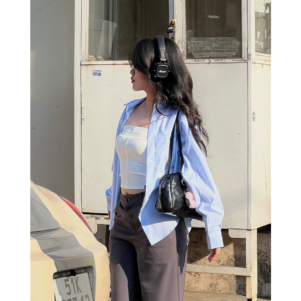 Áo sơ mi tay dài nữ NAKEDbyV sơmi rộng thoáng mát ít nhắn BASIC SHIRT | BigBuy360 - bigbuy360.vn