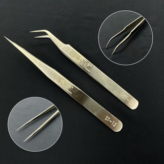 Nhíp tách mi Cong-Thẳng trơn Bạc_thân Trơn-thân Lỗ__dụng cụ nối mi_Thúy Hà
