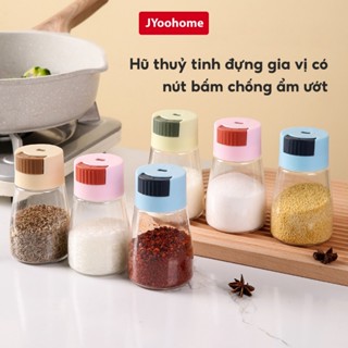 COMBO 5 Hũ đựng gia vị thủy tinh JYoohome Lọ rắc muối hạt tiêu mì chính có nút bấm chống ẩm ướt