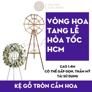 Kệ gỗ tròn cắm hoa tươi, hoa giả, hoa sáp- kệ hoa viếng, vòng hoa tang lễ