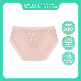 Quần lót nữ lưới màu trơn đính nơ đáy hai lớp viền ren mỏng BOM SISTER Q9832