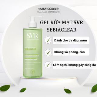 Sữa rửa mặt svr sebiaclear dạng gel cho da dầu mụn, nhạy cảm 400ml