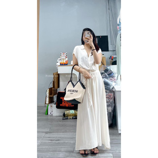 V2221 - Đầm maxi cổ V chất thun dáng thanh lịch