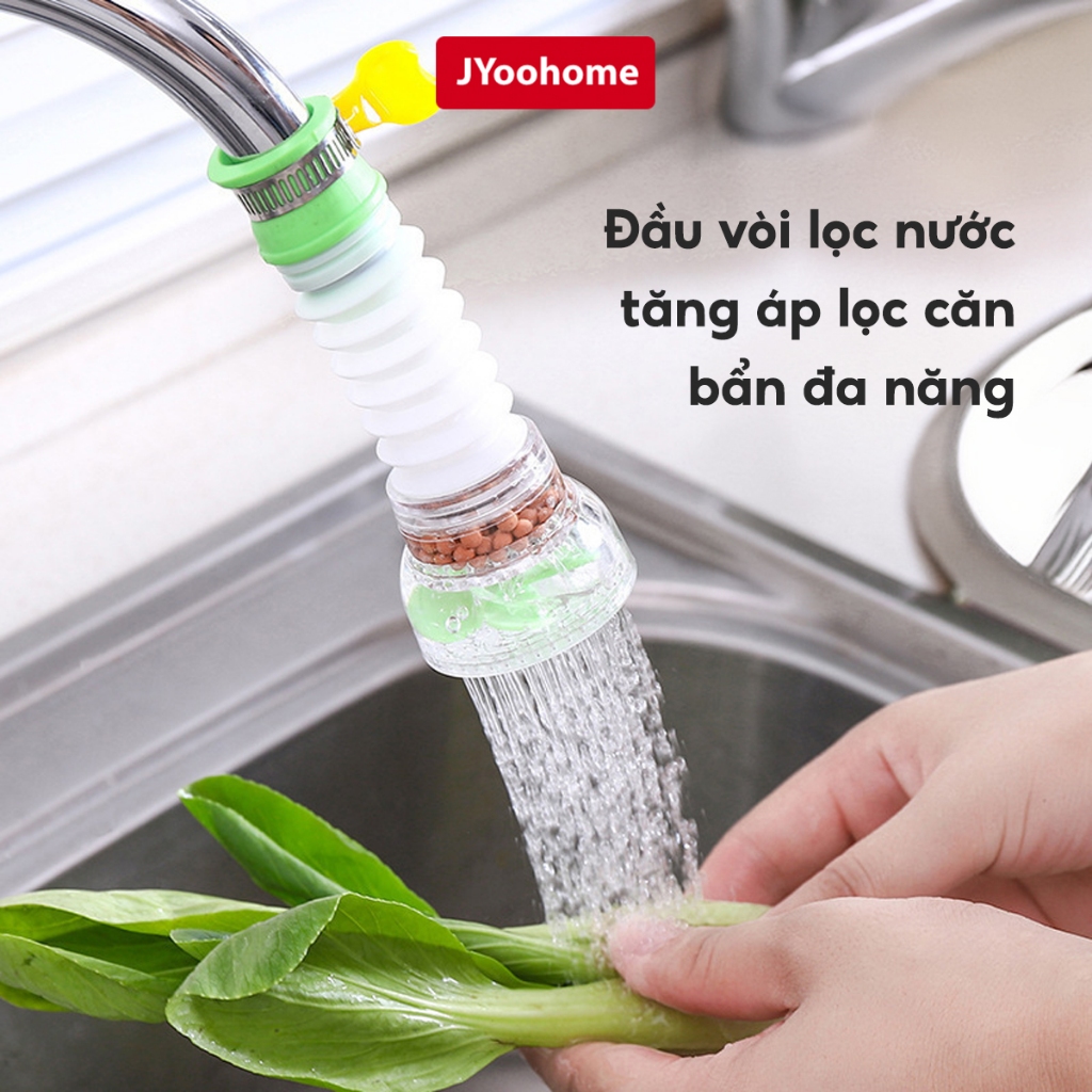 Đầu vòi lọc nước bồn rửa bát JYoohome Vòi nước tăng áp xoay 360 có thể kéo dài rửa chén bát