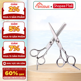 Kéo Cắt Tỉa Tóc SHODWE Răng Cưa, Áo Chùm Tạo Mẫu Tóc Nam Nữ Gia Đình, Kéo Thép Siêu Bền Hớt Tóc Cho Bé