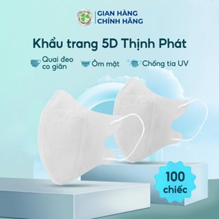 Thùng 100 chiếc khẩu trang Thịnh Phát 5D TRẮNG kháng khuẩn ôm mặt chính hãng Cỏ Ba Lá