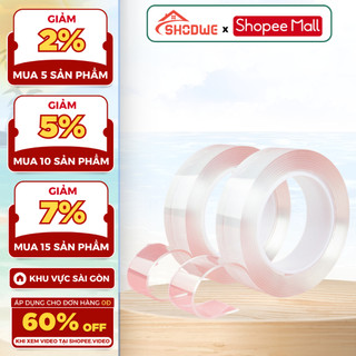 Băng Dính 2 Mặt SHODWE Đa Năng Trong Suốt Dán Trên Mọi Bề Mặt Chắc Chắn, Tiện Lợi