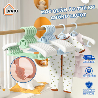 Móc treo quần áo trẻ em GADI hình gấu chống trượt điều chỉnh được độ rộng, có thể xếp chồng nhựa PP siêu bền