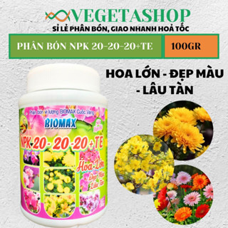 [ Rẻ ] PHÂN BÓN NPK 20-20-20 + Te 100gr -DƯỠNG HOA LÂU TÀN VEGETASHOP - Phân Bón Cuốc Vàng