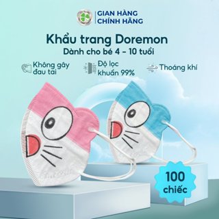 100 cái khẩu trang y tế trẻ em 5D Thịnh Phát 3 lớp in hình Doremon dành cho bé 4 - 10 tuổi Cỏ Ba Lá