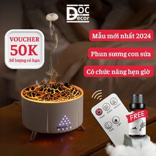 Máy xông tinh dầu Núi lửa 2024 phun sương tạo hình con sứa có tính năng điều khiển từ xa, Máy phun sương tạo độ ẩm