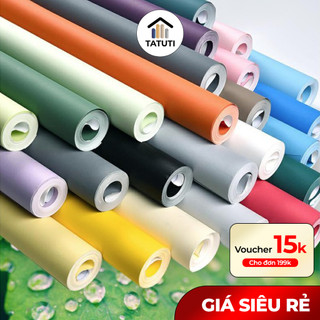 Giấy dán tường màu trơn đơn giản decal dán tường không họa tiết, có keo sẵn chống thấm nước 10Mx45cm