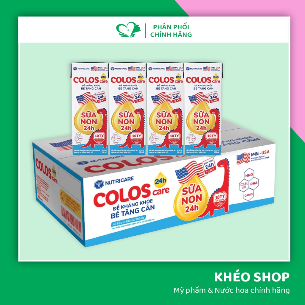 [Thùng 48 Hộp x 180ml] Sữa Pha Sẵn COLOSCARE 24h Nutricare Tăng Cân Tăng Miễn Dịch Cho Bé Từ 6 Tháng