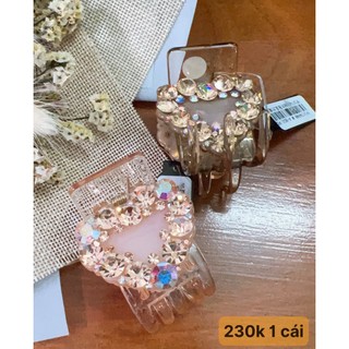 [đẹp] Kẹp tóc càng cua 5 răng trong đính đá cao cấp Marcely hình tim