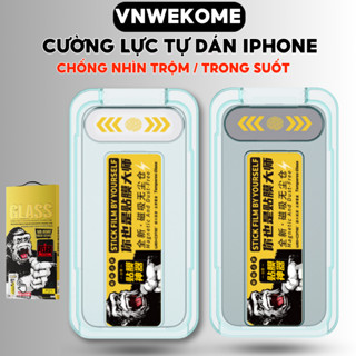 Kính cường lực iPhone chống nhìn trộm VNWEKOME khung tự dán màn hình iP 11 12 13 14 15 16 17 pro max
