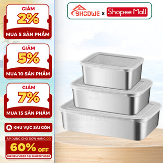 Hộp Đựng Thực Phẩm SHODWE Cỡ Lớn, Inox Không Gỉ, Dùng Cho Lò Nướng, Hộp Bảo Quản Thức Ăn, An Toàn Sức Khỏe