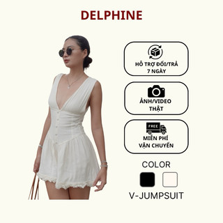 Jumpsuit nữ ngắn cổ chữ V hiện đại sang trọng thanh lịch DELPHINE