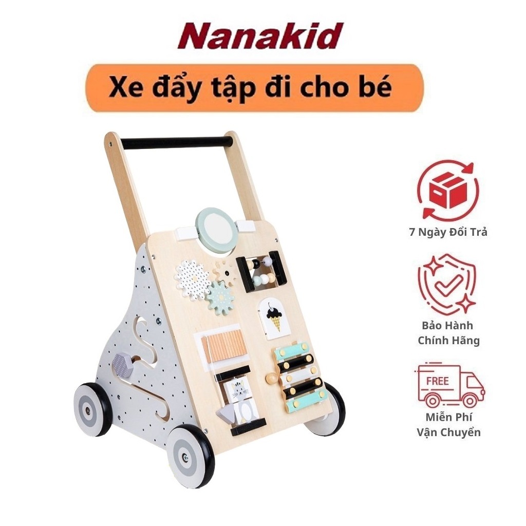 Xe đẩy tập đi thông minh chống trơn trượt đa năng cho bé, Xe tập đi cho trẻ kèm bảng bận rộn kích thích trí não cho bé