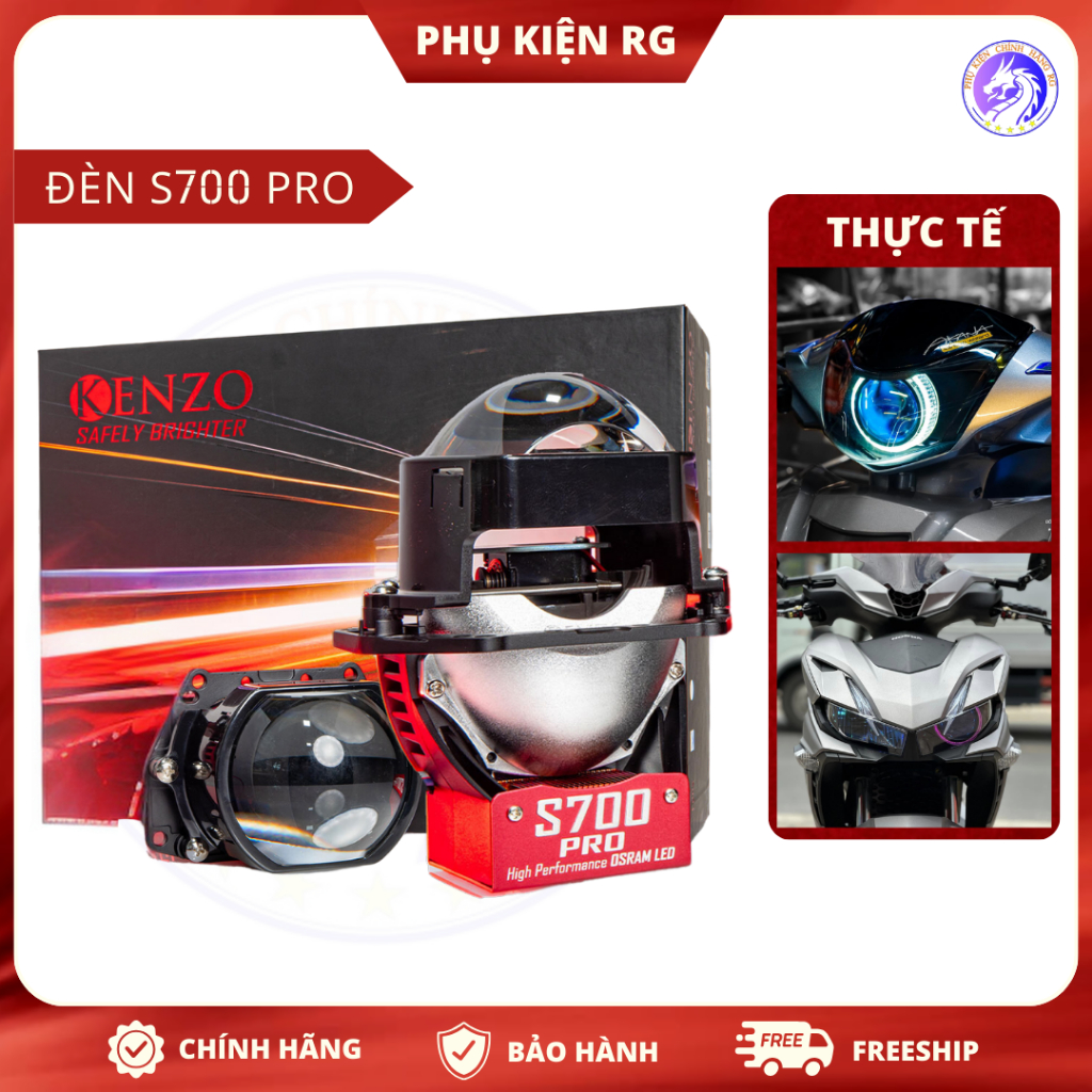 Đèn Led Bi Cầu Kenzo S700 PRO Hiệu Suất Cao Công Nghệ TIR Lens Tản Nhiệt Lớn, Ánh Sáng Phủ Rộng Bao 