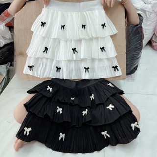 Chân Váy Dập Ly 3 Tầng Đính Nơ thời trang nữ