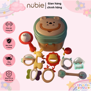 Bộ Đồ Chơi Xúc Xắc Gặm Nướu Lục Lạc 10 Chi Tiết Cầm Tay Cho Bé Sơ Sinh Hình Gấu Xanh An Toàn, Tiện Dụng Cho Bé