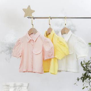 Áo sơ mi bé gái croptop tay phồng nexxi