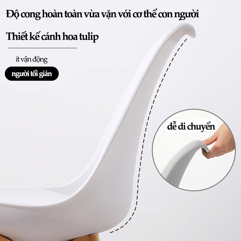 PlasLiving Ghế ăn Ghế nhựa Ghế bàn ăn tựa lưng nhựa chân gỗ tự nhiên đệm ngồi êm phong cách Bắc Âu | BigBuy360 - bigbuy360.vn